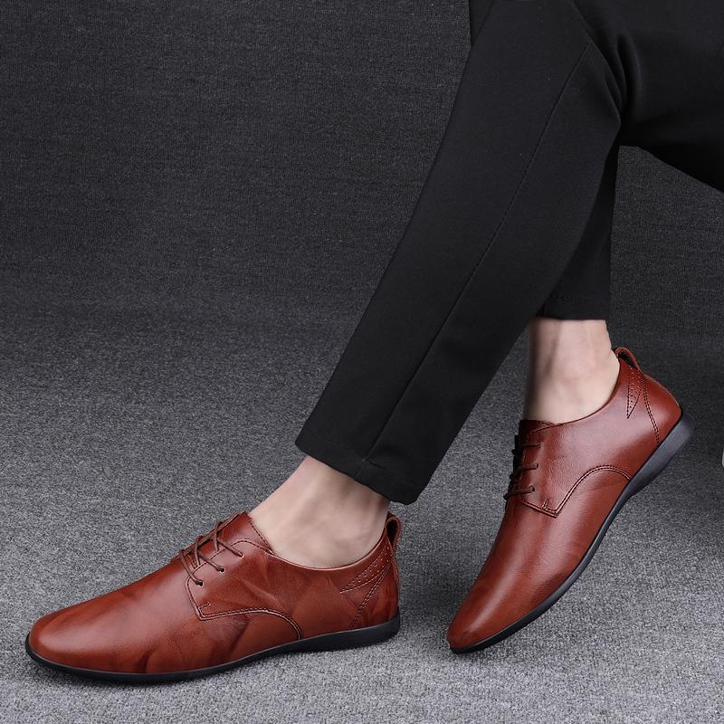 Модные простые мужские туфли-оксфорды, дышащая мужская деловая обувь, официальная модельная обувь ручной работы, повседневная мужская обувь из натуральной кожи