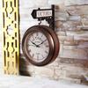 Wooden Pattern Replica Dual Side Victoria Station Wall Clock Vintage Style Large Numerals Quartz Movement Platform Railway Clock Home Decor