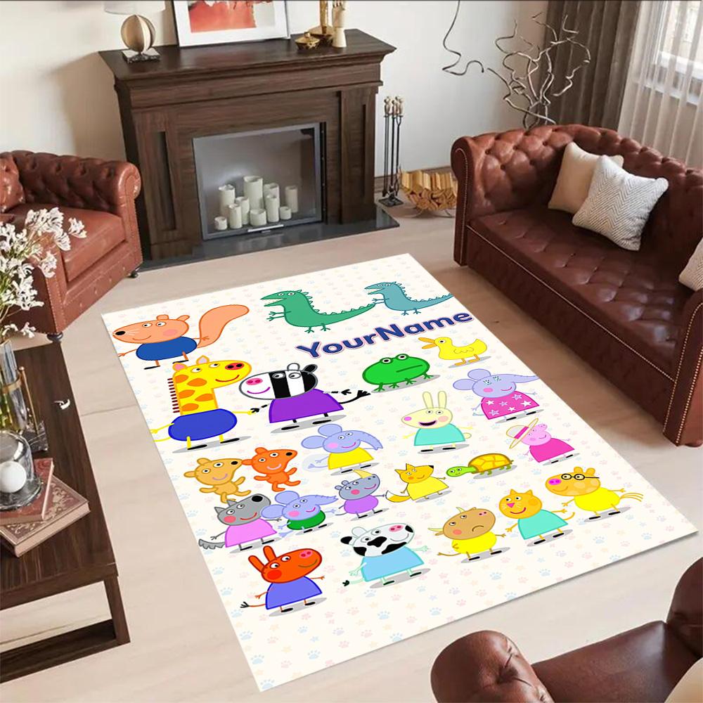 Peppa Pig Customizable Name Area Rug Perfect for Decorate room Study room Bedrooms Game Room Anti-slip Rug Office home decor Perfect Gift for Women/Me