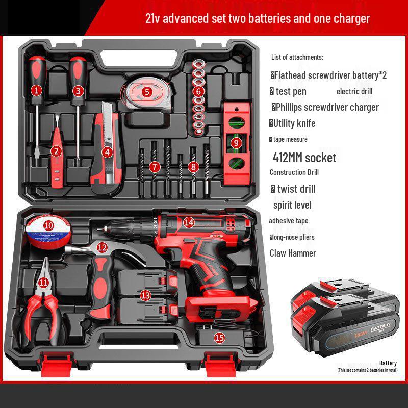 Cordless Multifunctional Drill Set: Electrician & Carpenter Repair Kit with Lithium Battery