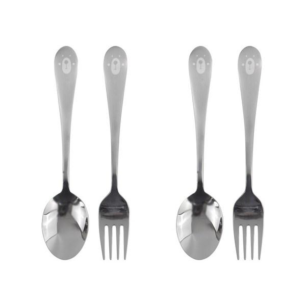 Kitchen Oil Bear Stainless Steel Spoon Fork Set, 2p Spoons + 2p Forks