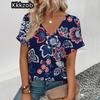 Футболка с принтом в стиле ретро с кешью, модная популярная женская футболка с коротким рукавом для отдыха 2025 года, женская летняя футболка