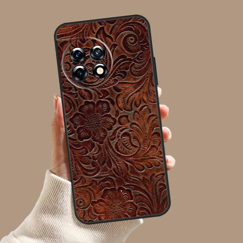 Brown Tooled Leather Pattern Case For OnePlus Nord 5 CE 3 4 Lite N20 N30 OnePlus 15 13 12 11 10T 13T 13R 8 9 10 Pro Cover
