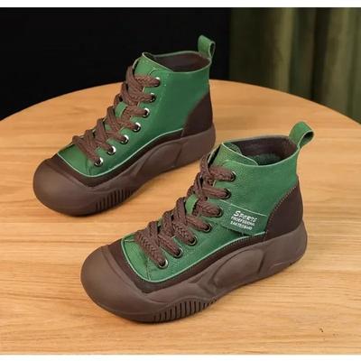 Женские высокие кроссовки, новые повседневные лоферы с круглым носком на платформе и плоской подошве, женские спортивные туфли-оксфорды на шнуровке, вулканизированные туфли Zapatillas Mujer