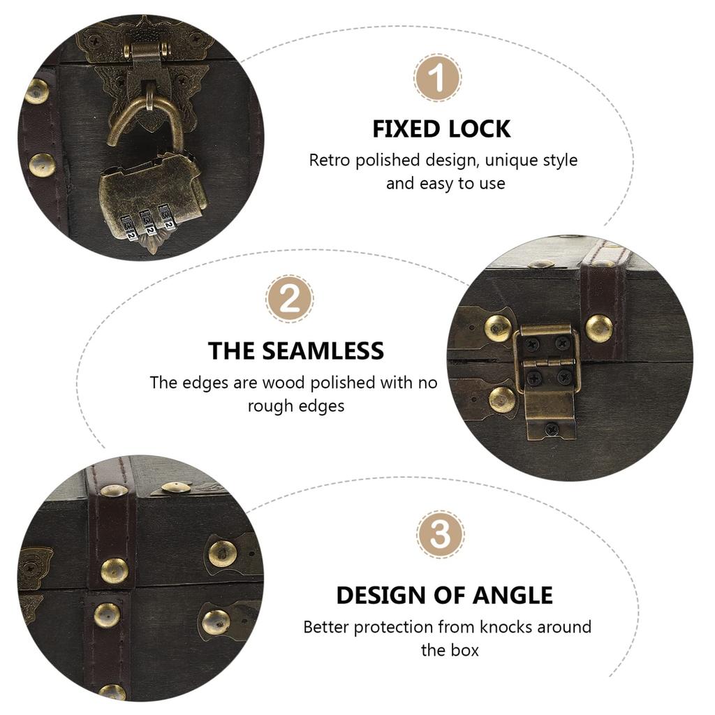 FRCOLOR Антикварная шкатулка для мелочей Шкатулка для драгоценностей Футляр для драгоценностей Сундук с сокровищами Шкатулка для мелочей Коробка для аксессуаров Внутреннее хранилище для драгоценностей Шкатулка для драгоценностей Футляр для колец Ретро