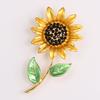 Женская мода со стразами, ювелирные изделия, подарок, одежда, значок, декор, брошь с подсолнухом, булавка