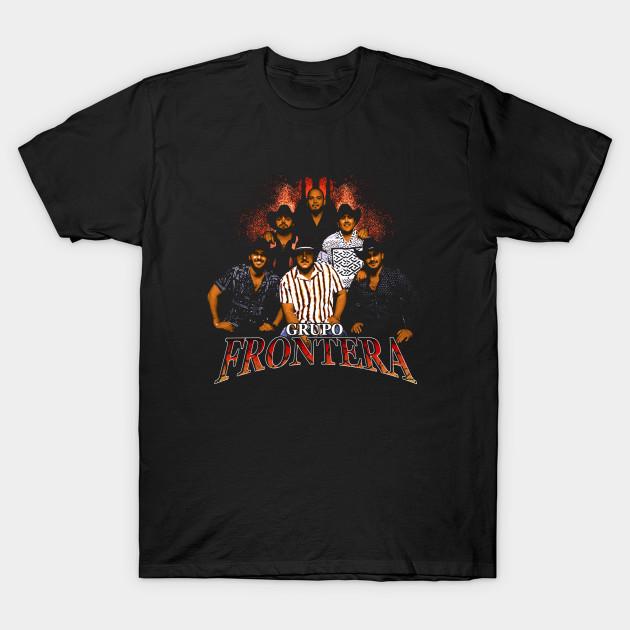 Asian Size Men Print T-shirt Grupo Frontera Vintage No-Cut Heat Transfer Print Cotton Tshirt
