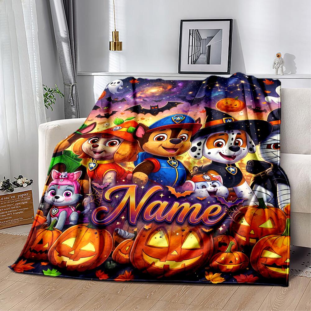 Halloween Bluey Party Personalized Name Blanket Cozy Personalized Blanket Ultra-Soft for Livingroom Seaside Living Room Chair Ideal for All Seasons