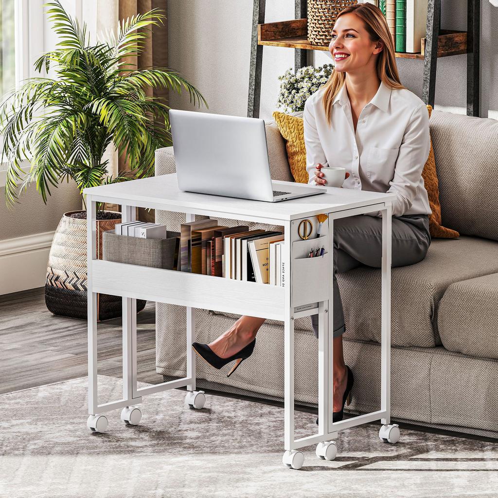 80 cm Drop Leaf Writing Work Desk - White