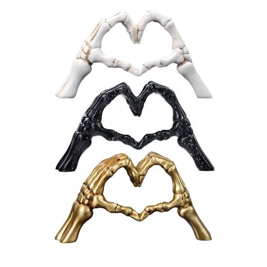 Скелет Руки Сердце Скульптура Готическая Статуэтка Жест Любви из Смолы в Форме Сердца Жест Пальцами Скелета Фигурка для Хэллоуина Домашний Декор Подарок