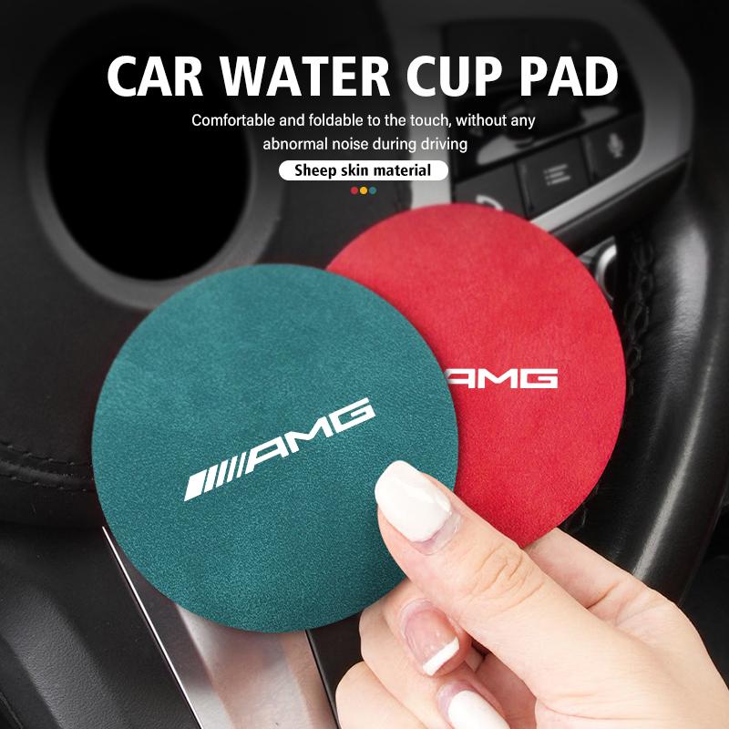 BTY4 2pcs Car Coaster Water Cup Bottle Holder Mat Anti-Slip Pad For Mercedes Benz AMG C180 C300 W124 W176 W177 C200 C260 GLC CLE CLA