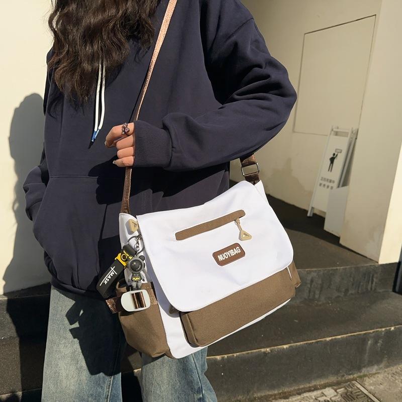 Сумка с цветными блоками, студенческая сумка через плечо, женская и мужская сумка-мессенджер