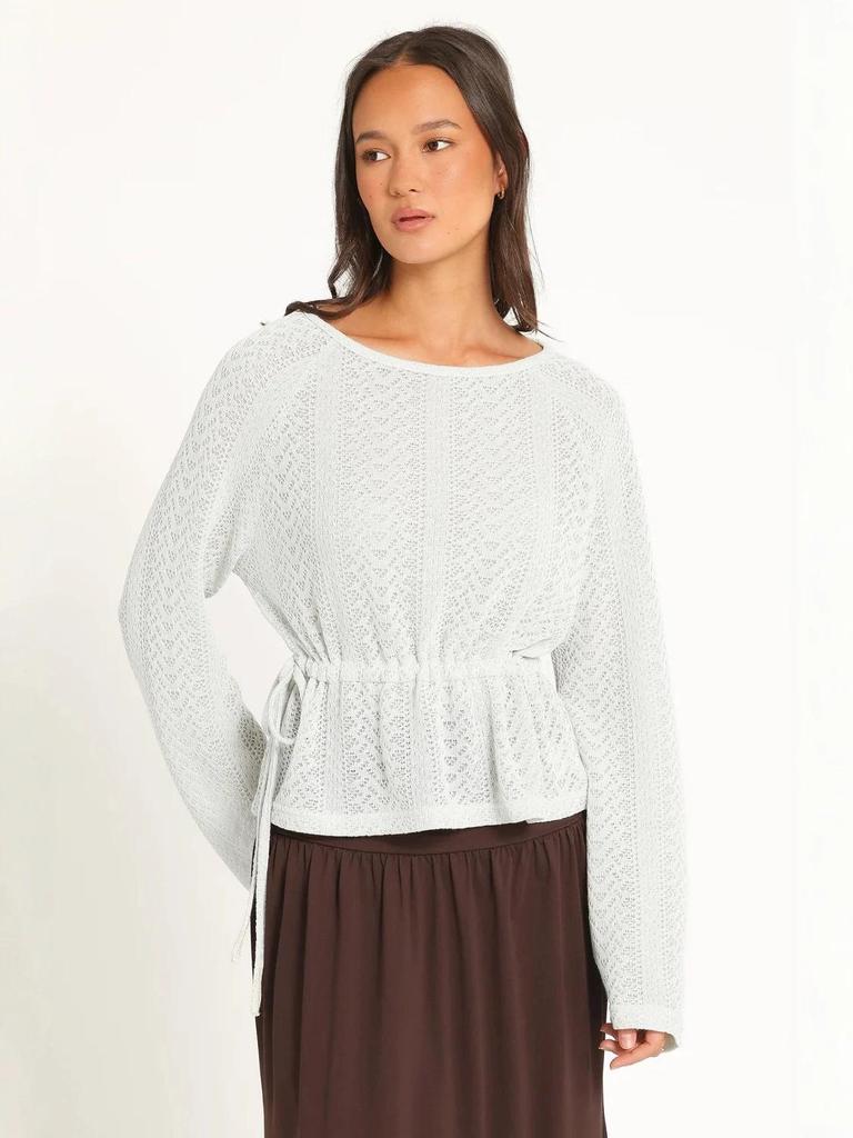 2026 Autumn/Winter Women's Knit Boat Neck Sweater with Waist-Cinching and Hollow Design