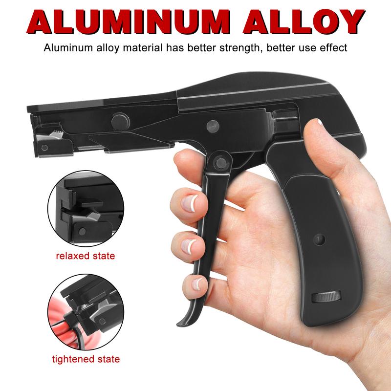 SJ-800A Aluminum Alloy Cable Ties Gun 1.8-6.5mm Wide Range,Ratchet Zip Tie Tool For Nylon Straps,Hand Tool Wire Tying Pliers