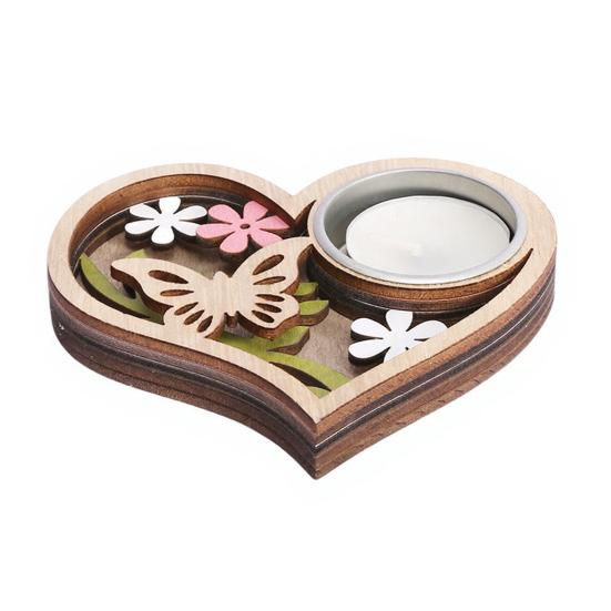 Деревянный подсвечник в форме сердца/бабочки/цветка, подсвечник для чайной свечи для свадеб, вечеринок, дней рождений, подружек невесты, детских праздников, стола
