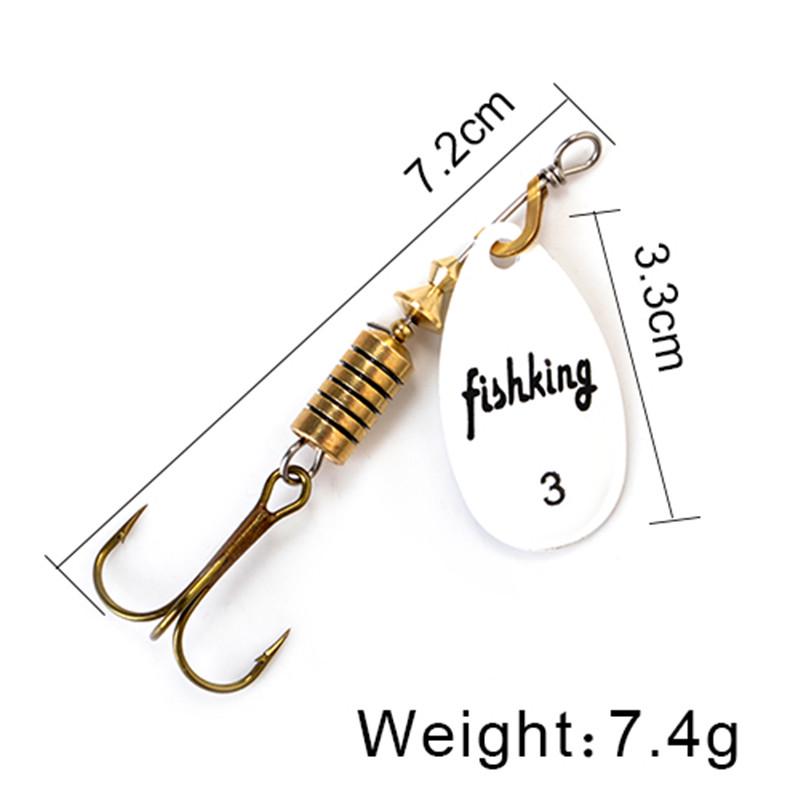 FISH KING Spinner Bait 3,9 г, 4,6 г, 7,4 г, 10,8 г, 15 г, приманки для ложки, металлические приманки для щуки с тройными крючками, искусственная приманка для окуня, рыболовная приманка