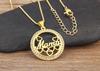 Nidin High Quality Round Shape Mama Children Shine Zircon Pendant Necklace For Women Clavicle Chain Jewelry Mother's Day Gifts