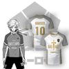 Anime Blue Lock Kaiser 3D Printed Soccer Jersey, Short Sleeve Sport T-shirt, Breathable Training Top For Sport Daily