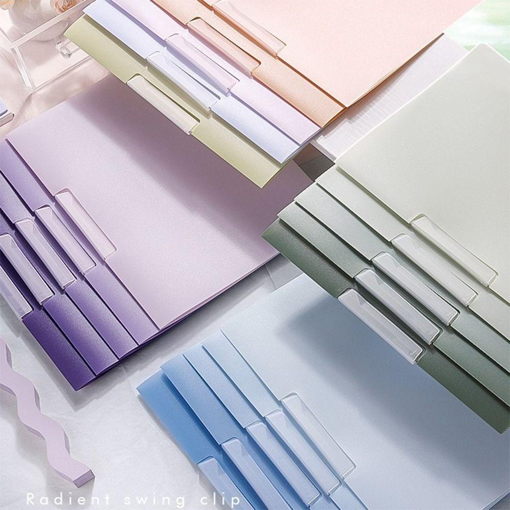 5PCS/Set Rotating Side Opening A4 File Folder Gradient Color File Organizer  School Office