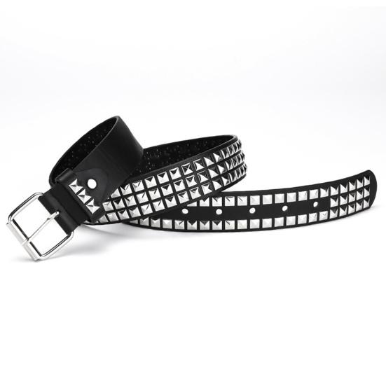 Ремень с заклепками в стиле панк-рок Ремень с заклепками Ремень с люверсами Квадратные заклепки Пирамидальные металлические вставки Регулируемые ремни Ремень из искусственной кожи