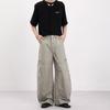 Mens Baggy Cargo Pants With Side Zip Pockets Washed Cotton Loose Fit Streetwear Trousers Teens Adults