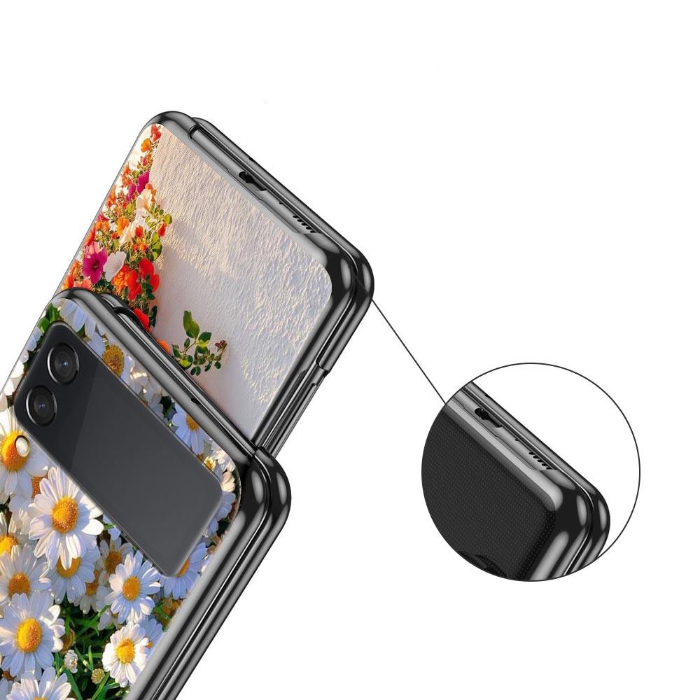 Чехол для телефона Samsung Galaxy Z Flip 3 4 5 6 7 Складной корпус Для Samsung Z Flip4 Flip5 Жесткая ПК-крышка Мягкая Бледный Маленький Цветок