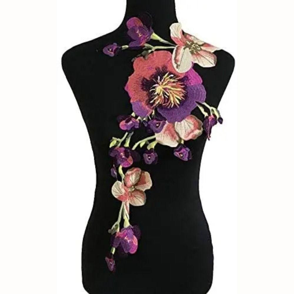 Большой размер вышитые нашивки с цветком пиона, нашивки для одежды с цветком пиона, аппликация для одежды, шитье