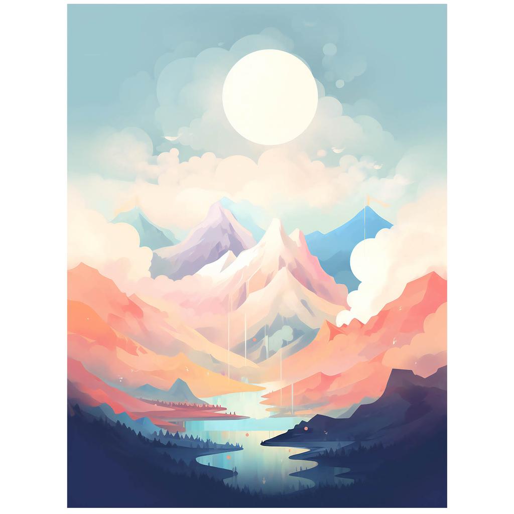 Pastelowa Melodia Gór Pastelowa Melodia Gór, 50X70 Cm, Bez Ramy, Płótno Premium Na Blejtramie