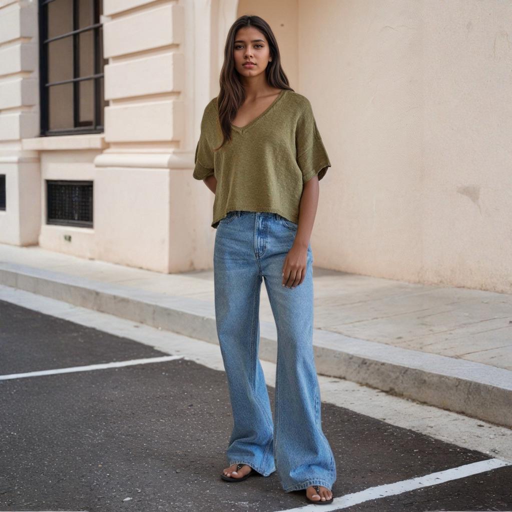 Women's Denim Classic Versatile High Waist Fashionable Trousers