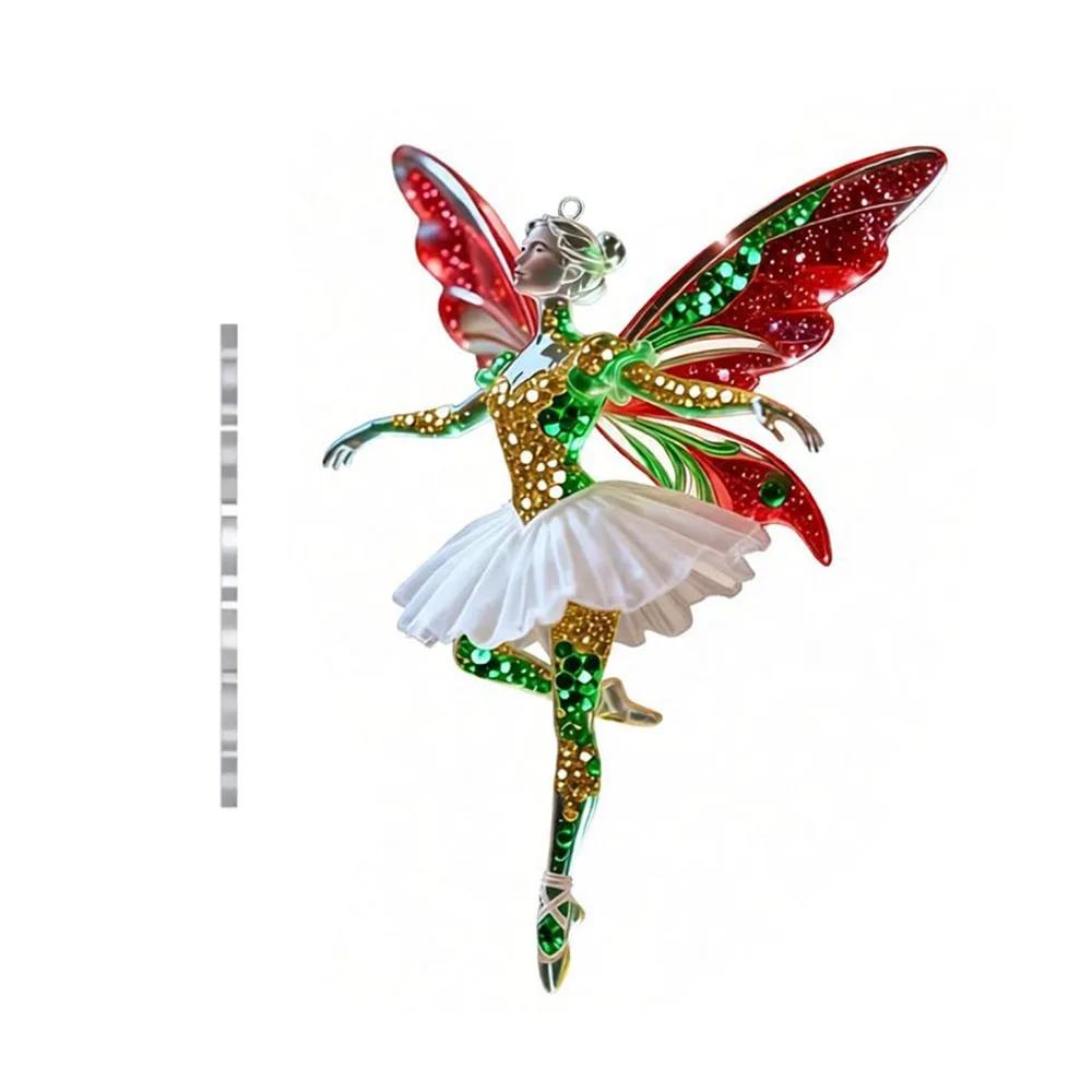Новый 2D Плоский Рождественский Подвесной Кулон Балерина Блестящее Рождественское Дерево Подвесное Украшение Имитация Акриловый Брелок Шармы для Сумки