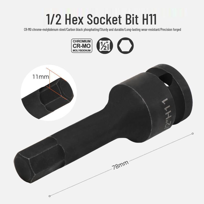 Набор бит для электрогаечного ключа 1/2" с шестигранником и удлинителем - Отверточные головки и головки-торксы S2