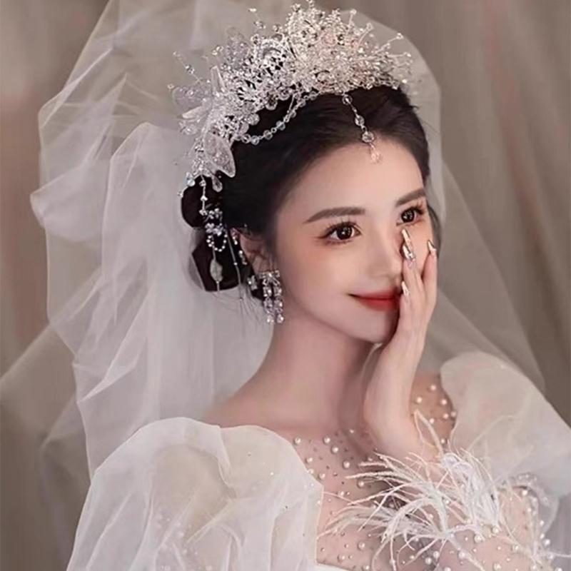 Кристаллы Свадебная Повязка на Голову с Цепочкой на Лоб Регулируемая Свадебная Корона/Серьги-подвески Ювелирные изделия для Фотографии и Церемонии