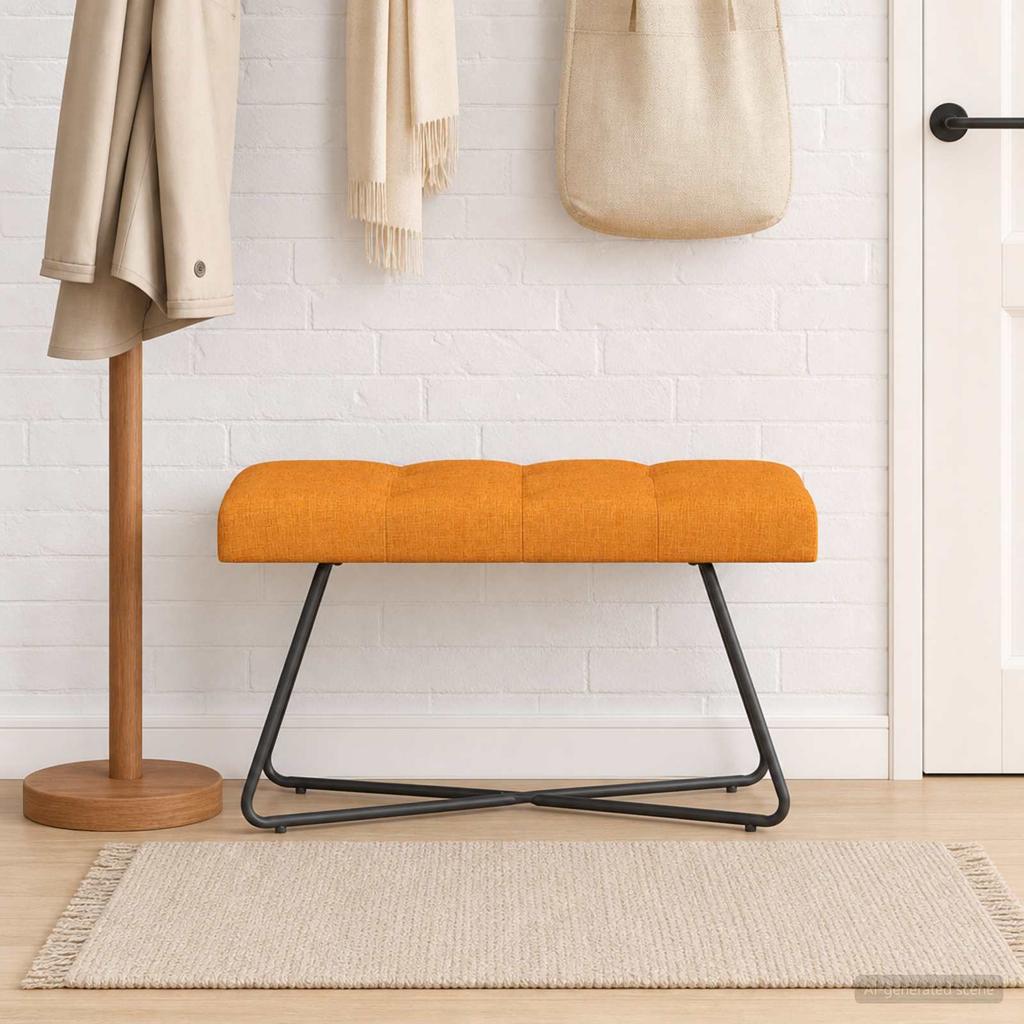 Button Tufted Bench Dark Yellow 80 x 40 x 46 cm Fabric