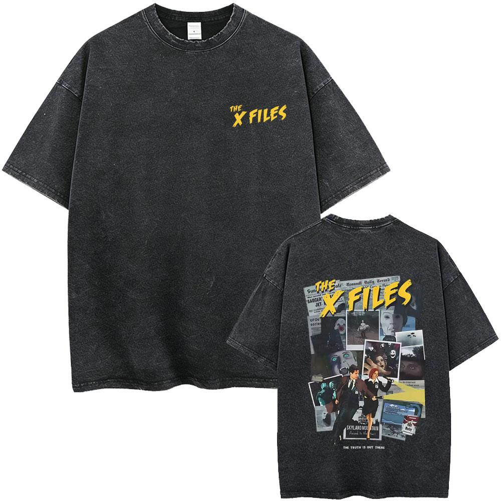 Washed Vintage Movie The X Files All The Taglines The Truth Is Out There Graphic Tshirt Mens Women Casual Cotton Retro T Shirt