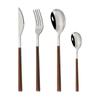 Набор столовой посуды с деревянной ручкой, 4 шт., золотые столовые приборы, набор столовых приборов, кофейная ложка, обеденный нож, вилка для рыбы, столовое серебро, набор посуды