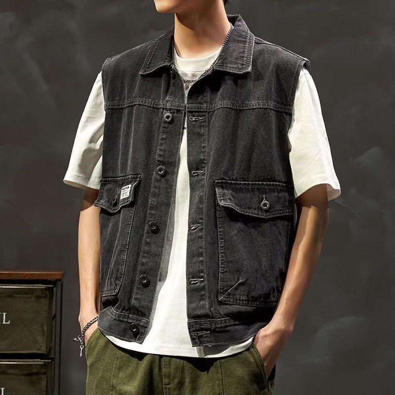 Мужской джинсовый жилет свободного кроя - Коллекция Весна 2025, XL