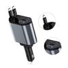 4 IN 1 120W Retractable Car Charger USB Type C Cable For IPhone Huawei Samsung Fast Charge Cord Cigarette Lighter Adapter