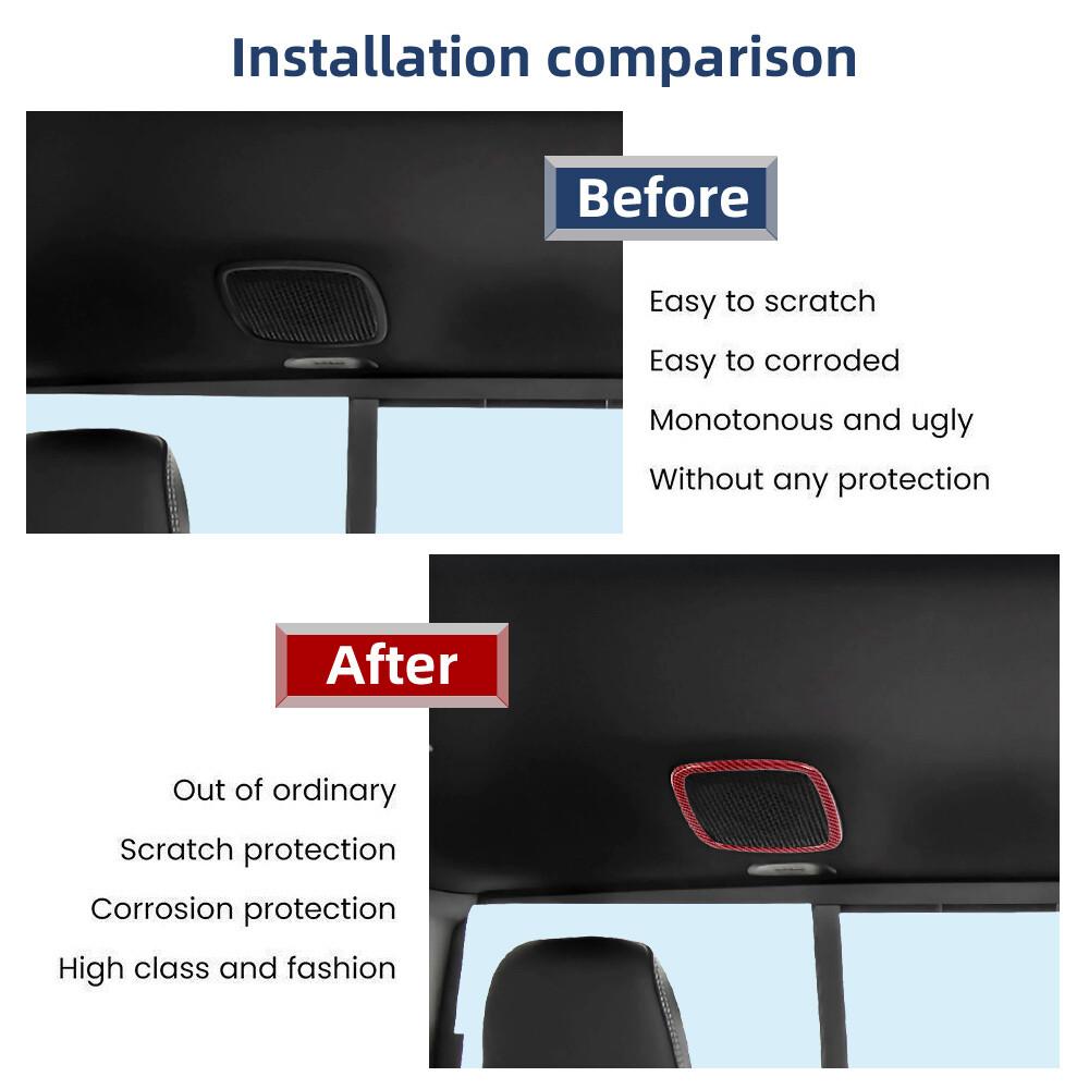 Red Carbon Fiber Interior Roof Speaker Cover Ring Trims for Dodge Ram TRX 2021+