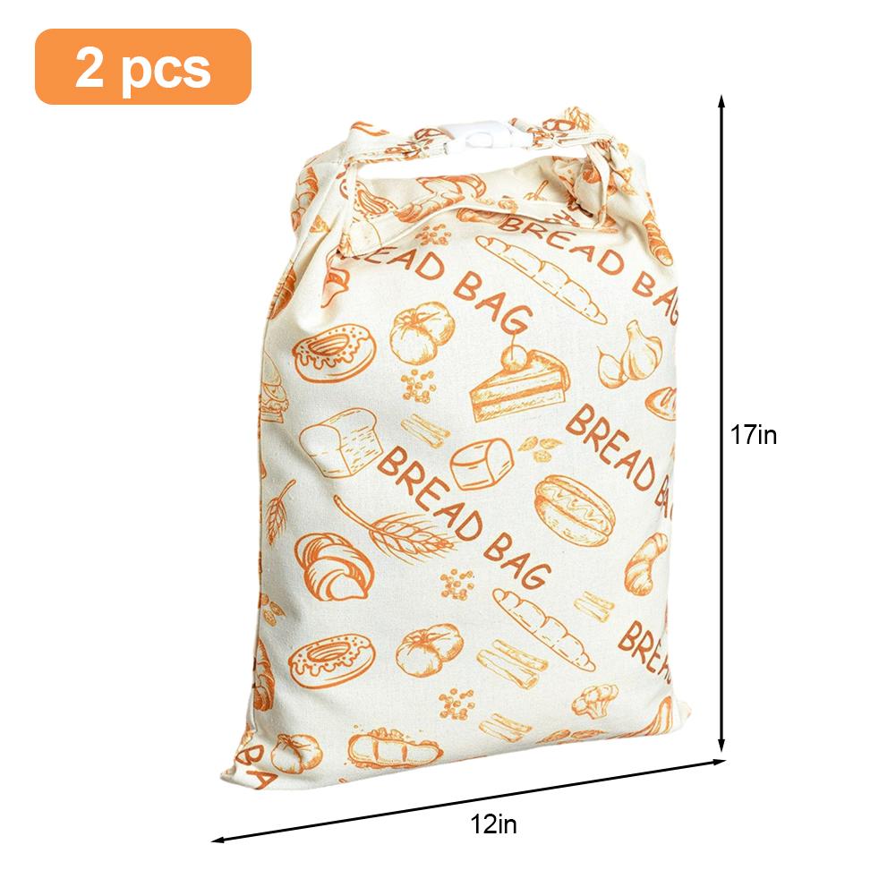 2 Pack Beeswax Bread Bags 12x17Inch Reusable Bread Storage Bags Bees Wax Lined Bread Bags for Home Cooks fresh bread storage