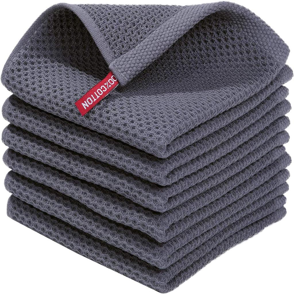 Премиальное вафельное полотенце из хлопка - Индивидуальная упаковка и наклейка, Кухонное полотенце для посуды (международное), С петлей для подвешивания