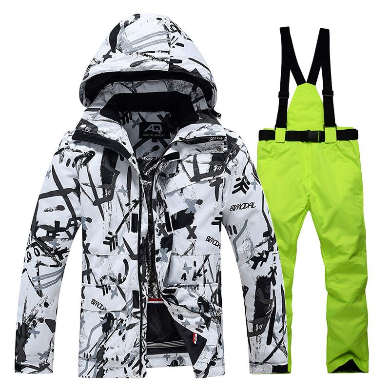 Зимний мужской и женский лыжный костюм, уличный теплый ветрозащитный водонепроницаемый костюм для катания на лыжах, сноуборде, мужская и женская лыжная куртка, лыжные штаны, зимний комбинезон