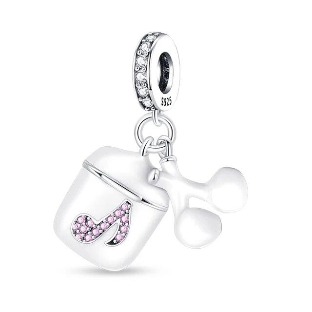 100% стерлингового серебра 925 пробы, панк-гитара, саксофон, музыкальные подвески, бусины, FitNew, оригинальные браслеты, ожерелья, изысканные ювелирные изделия своими руками, подарок