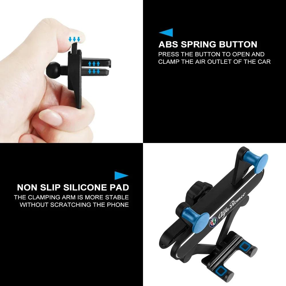 Car Stickers For Alfa Romeo Gravity Car Phone Holder Air Vent Cell Phone Holder GPS Stand For Alfa Romeo 159 Giulietta Stelvio 4