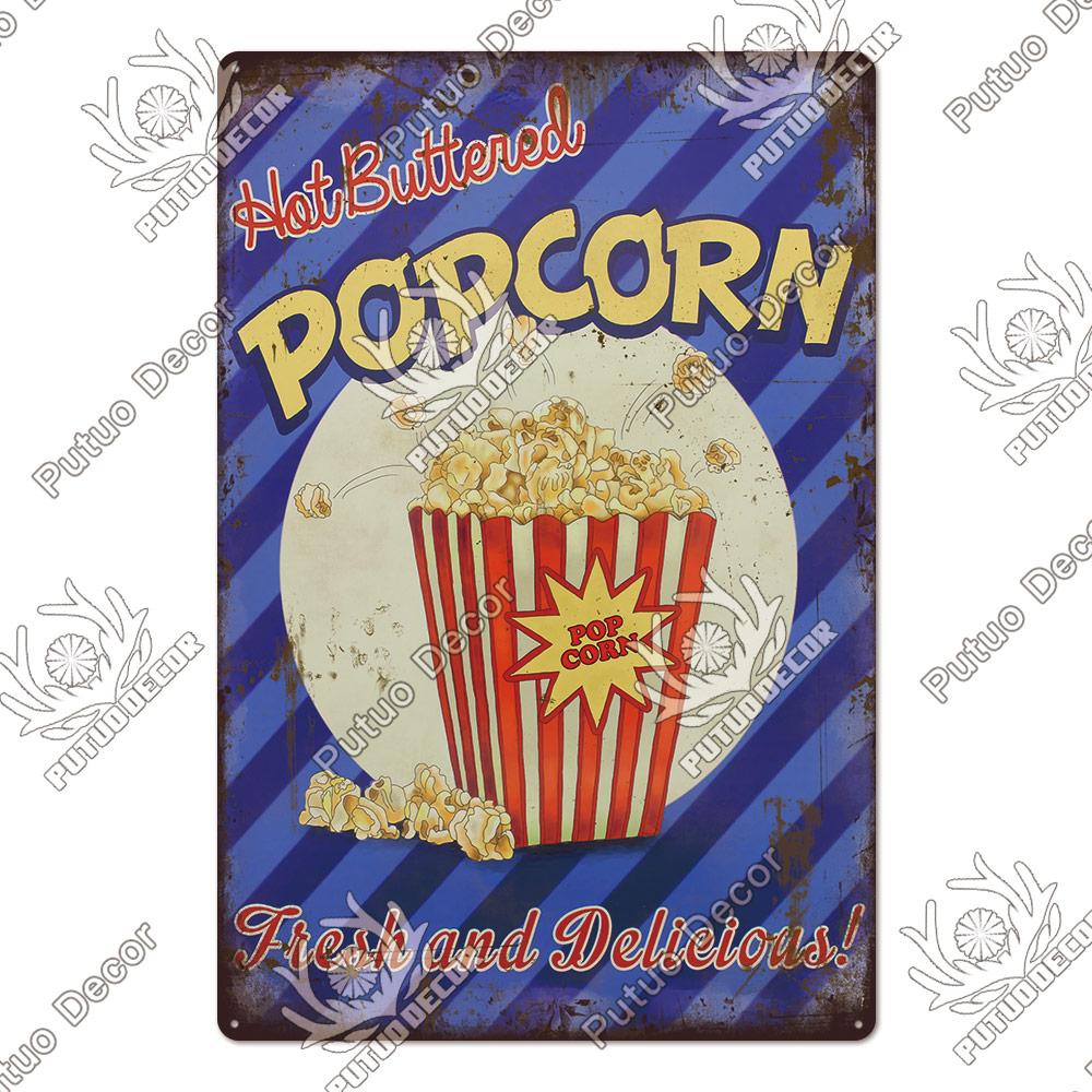 Putuo Decor Donuts Dessert Vintage Plaque Metal Plate Tin Sign Wall Art Decor Retro Poster for Kitchen Cafe Home Iron Painting