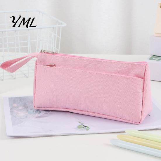 Lightweight Storage Bag for Students Pencil Case with Zipper And Handle, Durable Oxford Solid Color Soft EVA Stationery Holder Kids Organizer,