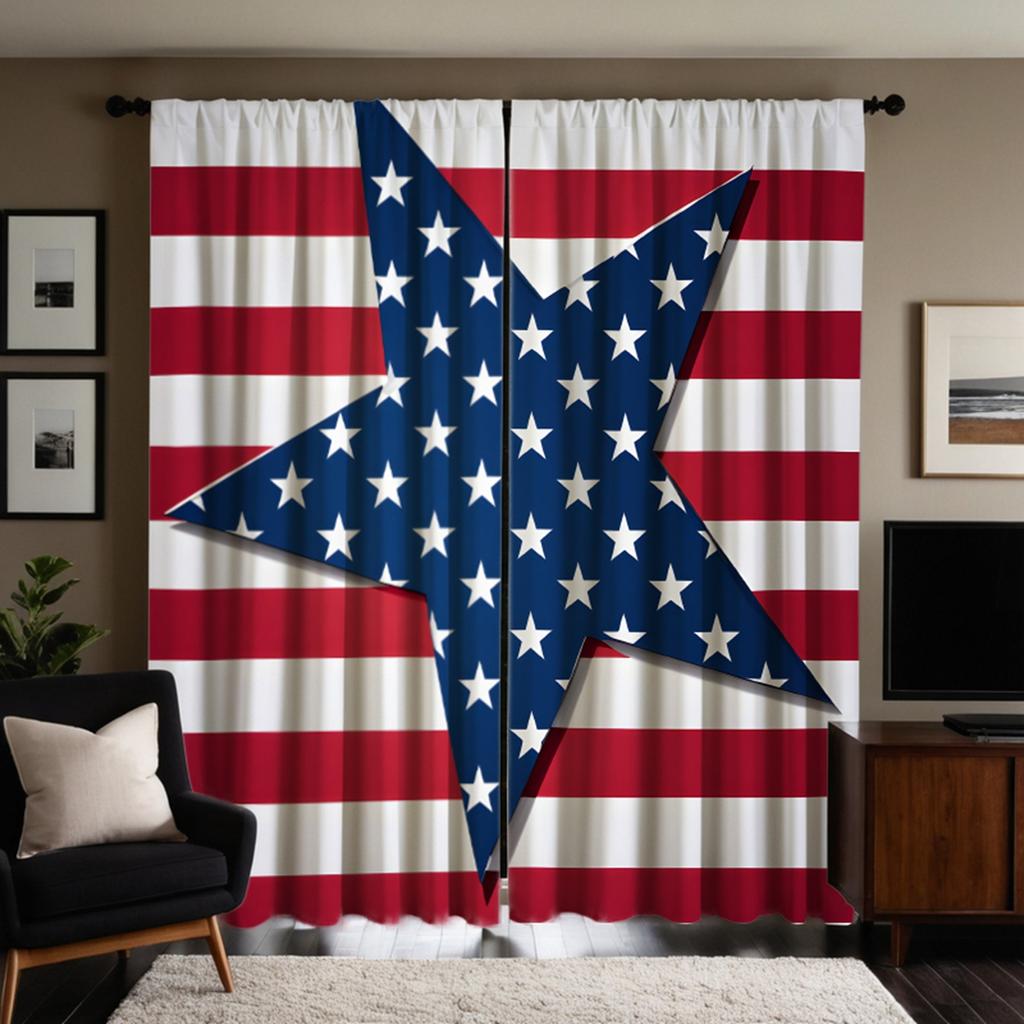 2 шт. HD День независимости пятиконечная звезда полосатый флаг декоративная занавеска красный галстук цифровая печать занавеска украшение дома st