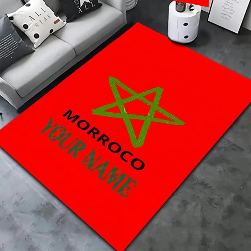 Moroccan Football Crest Custom Name Carpet Rug For Living Room Bedroom Home Sofa Decoration Kids Play Nonslip Floor Mat