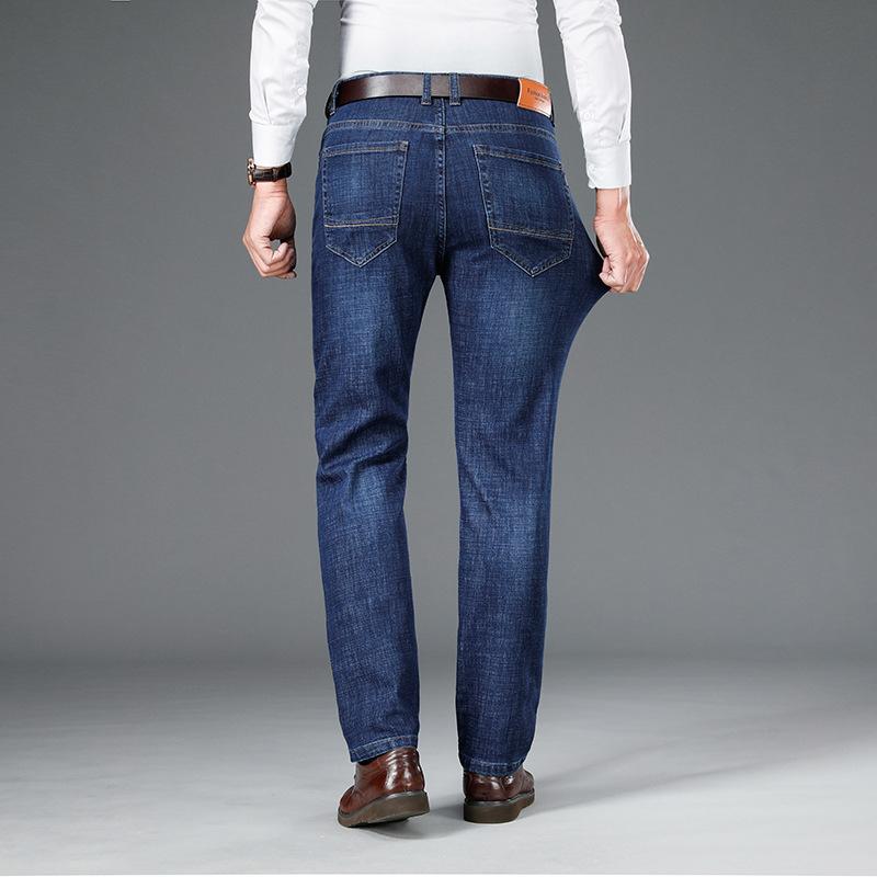 Jeans Men'S Autumn Cotton Elastic High Waisted Denim Pants Simple And Atmospheric Men'S Business