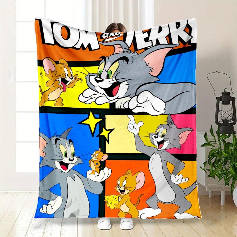 Tom and Jerry Poster Kids Room Decor Wall Art PrintBlanket Flannel Throw Blanket for Sofa, Bed, Travel, Camping, Office