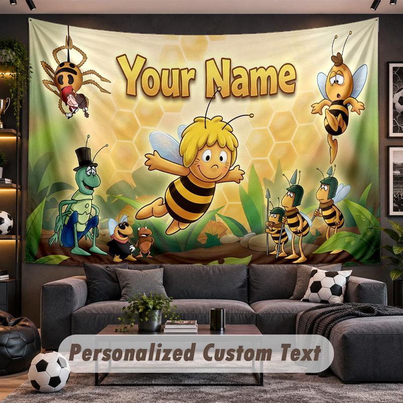 Die Biene Maja Personalized Tapestry Support Custom Name, Wall Art Home Decoration